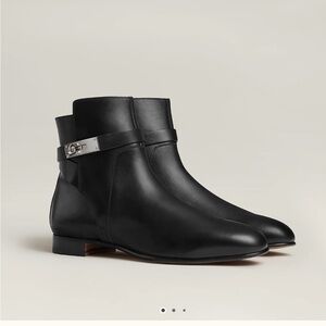 Black Leather Hermes Ankle Boots